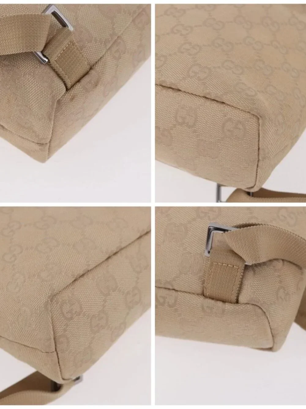 GUCCI GG Canvas Backpack Beige Silver 003 0242 Auth 189357A